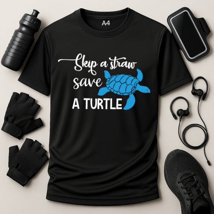 Skip A Straw Save A Turtle Animal Protection Gift Cool Gift Cooling Performance Crew T-Shirt
