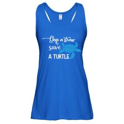 Skip A Straw Save A Turtle Animal Protection Gift Cool Gift Ladies Essential Flowy Tank