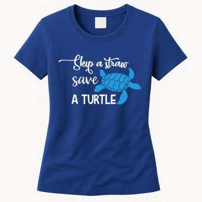 Skip A Straw Save A Turtle Animal Protection Gift Cool Gift Womens T-Shirt