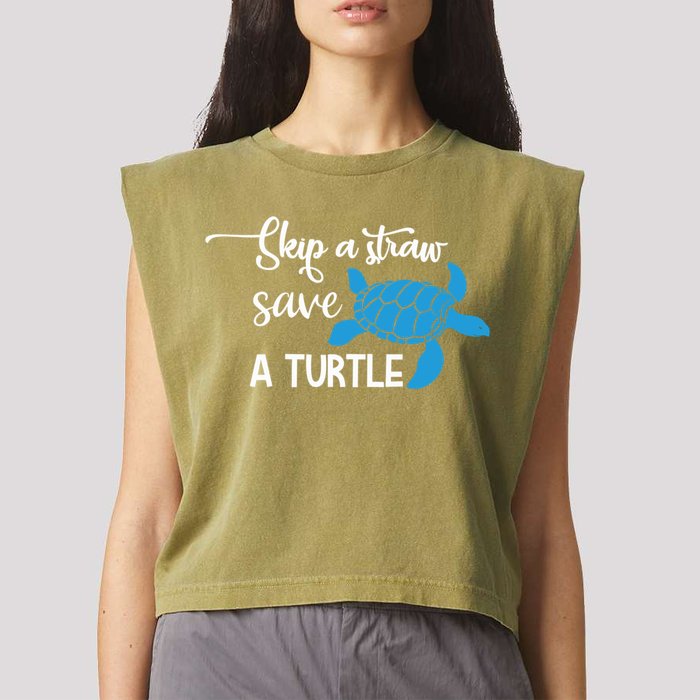 Skip A Straw Save A Turtle Animal Protection Gift Cool Gift Garment-Dyed Women's Muscle Tee