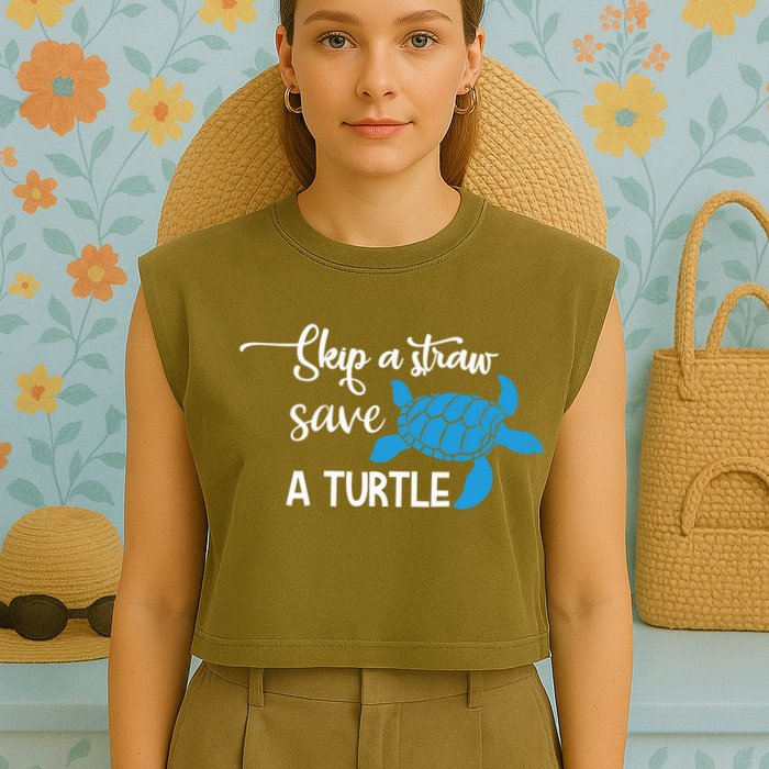 Skip A Straw Save A Turtle Animal Protection Gift Cool Gift Garment-Dyed Women's Muscle Tee