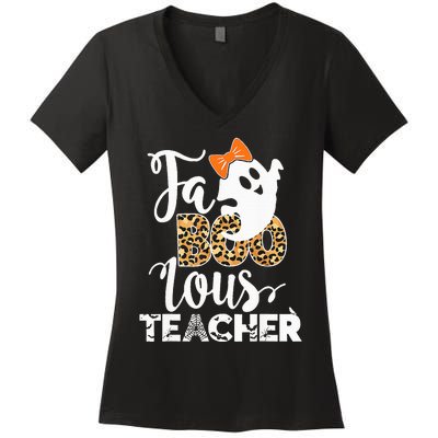 Spooky and Stylish Halloween Costume for Teachers Women's V-Neck T-Shirt