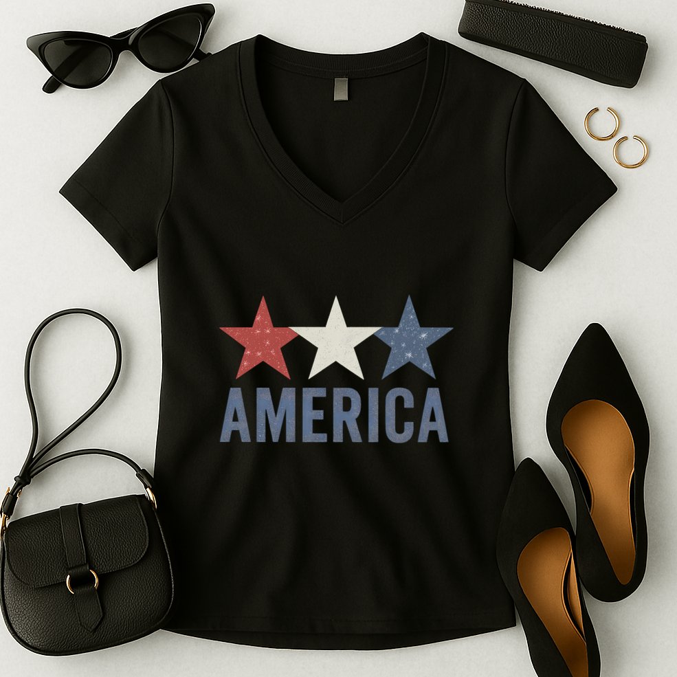 Stars and Stripes: America Women's V-Neck T-Shirt