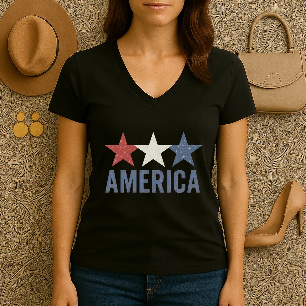 Stars and Stripes: America Women's V-Neck T-Shirt