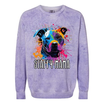 Splash Art Staffordshire Bull Terrier Staffy Mama Colorblast Crewneck Sweatshirt