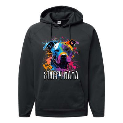 Splash Art Staffordshire Bull Terrier Staffy Mama Performance Fleece Hoodie