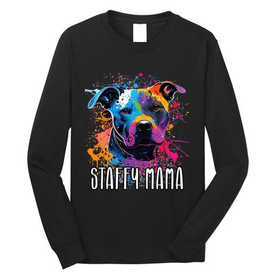 Splash Art Staffordshire Bull Terrier Staffy Mama Long Sleeve Shirt