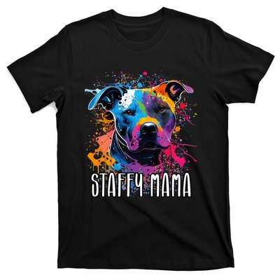 Splash Art Staffordshire Bull Terrier Staffy Mama T-Shirt