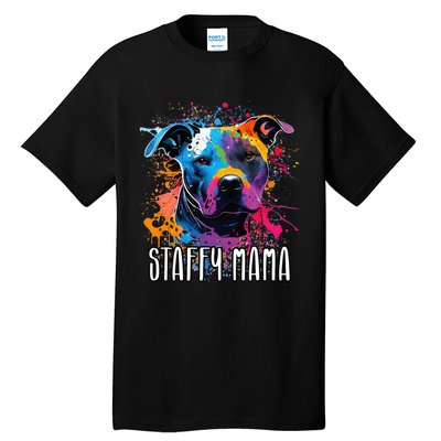 Splash Art Staffordshire Bull Terrier Staffy Mama Tall T-Shirt