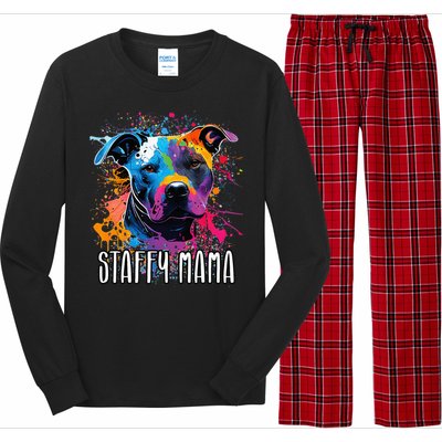 Splash Art Staffordshire Bull Terrier Staffy Mama Long Sleeve Pajama Set