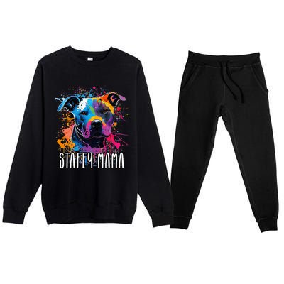 Splash Art Staffordshire Bull Terrier Staffy Mama Premium Crewneck Sweatsuit Set