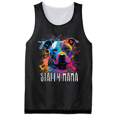 Splash Art Staffordshire Bull Terrier Staffy Mama Mesh Reversible Basketball Jersey Tank