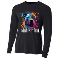 Splash Art Staffordshire Bull Terrier Staffy Mama Cooling Performance Long Sleeve Crew