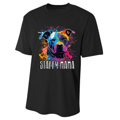 Splash Art Staffordshire Bull Terrier Staffy Mama Performance Sprint T-Shirt