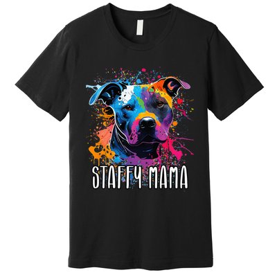 Splash Art Staffordshire Bull Terrier Staffy Mama Premium T-Shirt