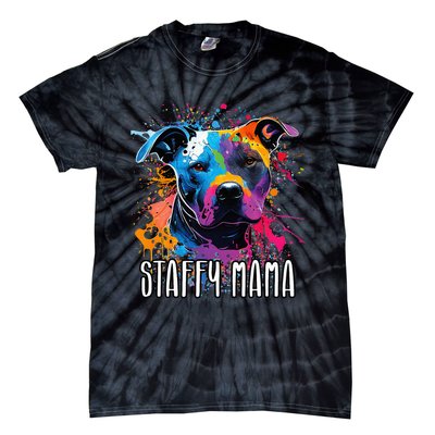 Splash Art Staffordshire Bull Terrier Staffy Mama Tie-Dye T-Shirt