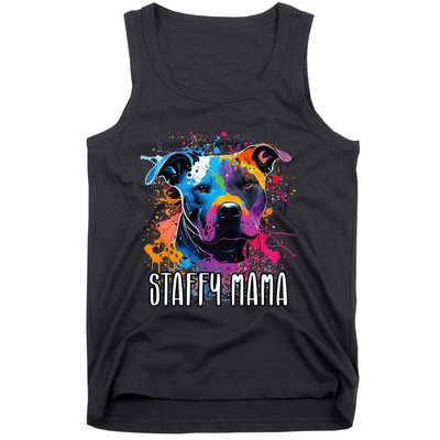 Splash Art Staffordshire Bull Terrier Staffy Mama Tank Top