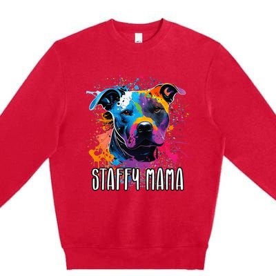 Splash Art Staffordshire Bull Terrier Staffy Mama Premium Crewneck Sweatshirt