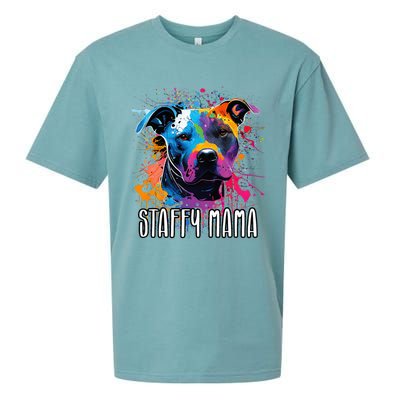 Splash Art Staffordshire Bull Terrier Staffy Mama Sueded Cloud Jersey T-Shirt