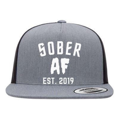 Sober Af Since Est 2019 5 Years Sobriety Anniversary Flat Bill Trucker Hat