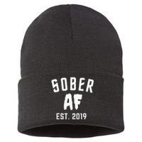 Sober Af Since Est 2019 5 Years Sobriety Anniversary Sustainable Knit Beanie