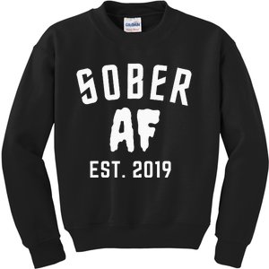 Sober Af Since Est 2019 5 Years Sobriety Anniversary Kids Sweatshirt