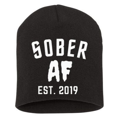 Sober Af Since Est 2019 5 Years Sobriety Anniversary Short Acrylic Beanie