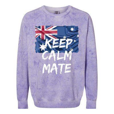 Souvenir Australia Slang Keep Calm Mate Flag Travel Colorblast Crewneck Sweatshirt