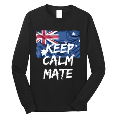 Souvenir Australia Slang Keep Calm Mate Flag Travel Long Sleeve Shirt