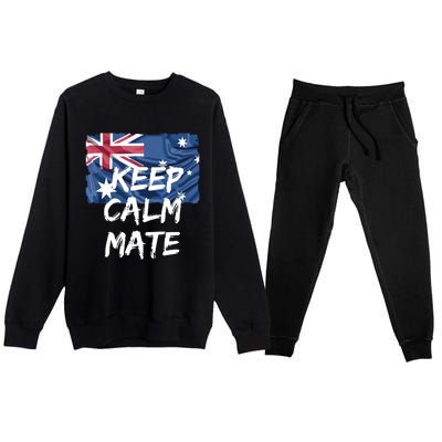 Souvenir Australia Slang Keep Calm Mate Flag Travel Premium Crewneck Sweatsuit Set