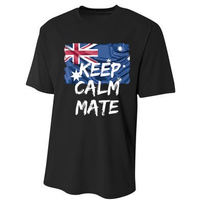 Souvenir Australia Slang Keep Calm Mate Flag Travel Performance Sprint T-Shirt