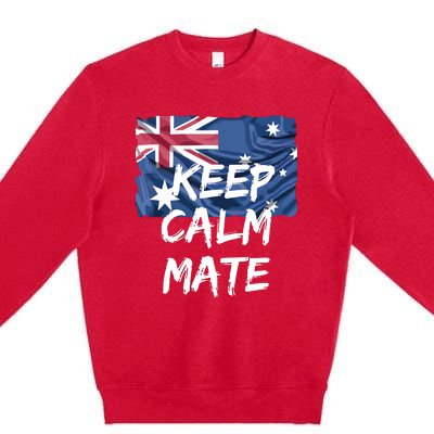 Souvenir Australia Slang Keep Calm Mate Flag Travel Premium Crewneck Sweatshirt