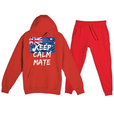 Souvenir Australia Slang Keep Calm Mate Flag Travel Premium Hooded Sweatsuit Set