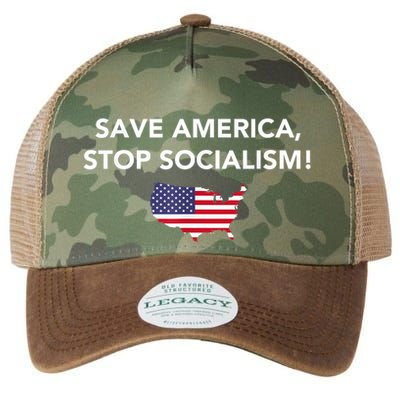Save America Stop Socialism Legacy Tie Dye Trucker Hat