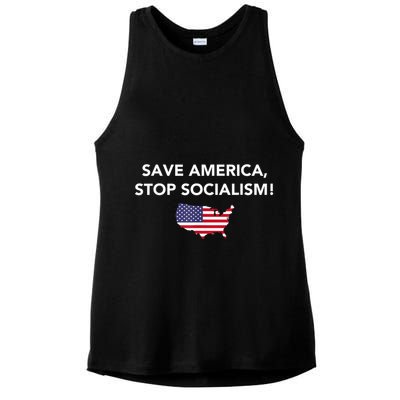 Save America Stop Socialism Ladies PosiCharge Tri-Blend Wicking Tank