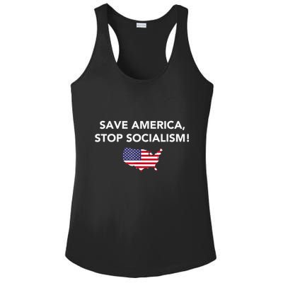 Save America Stop Socialism Ladies PosiCharge Competitor Racerback Tank