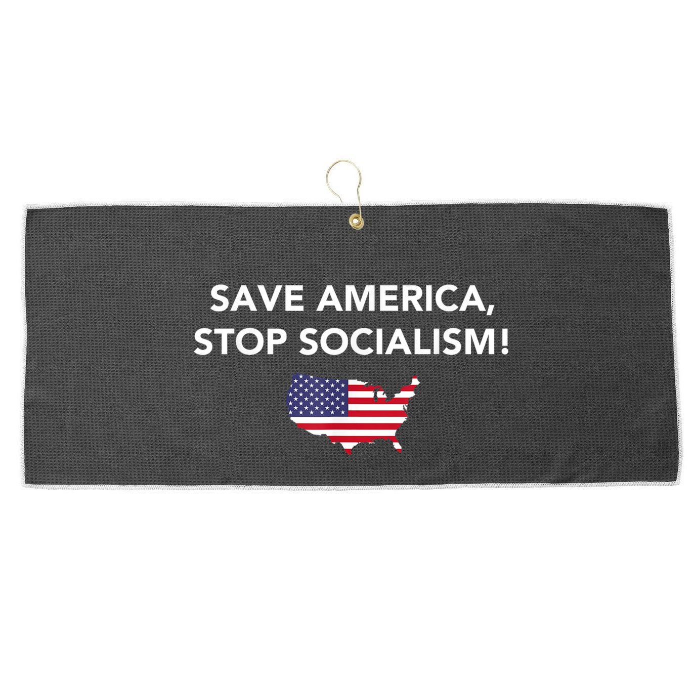 Save America Stop Socialism Large Microfiber Waffle Golf Towel