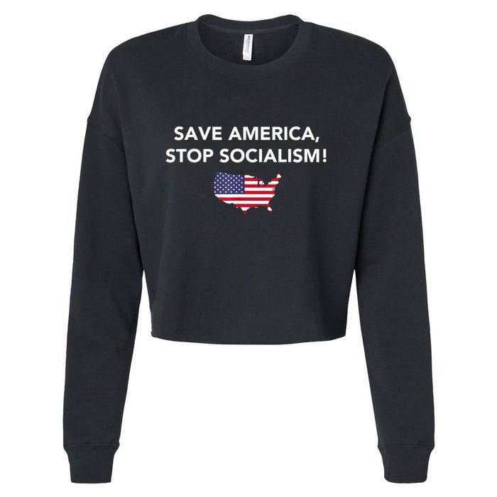 Save America Stop Socialism Cropped Pullover Crew