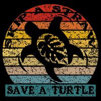Skip A Straw Save A Turtle Vintage Retro Save A Turtle Drawstring Bag