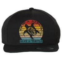 Skip A Straw Save A Turtle Vintage Retro Save A Turtle Wool Snapback Cap