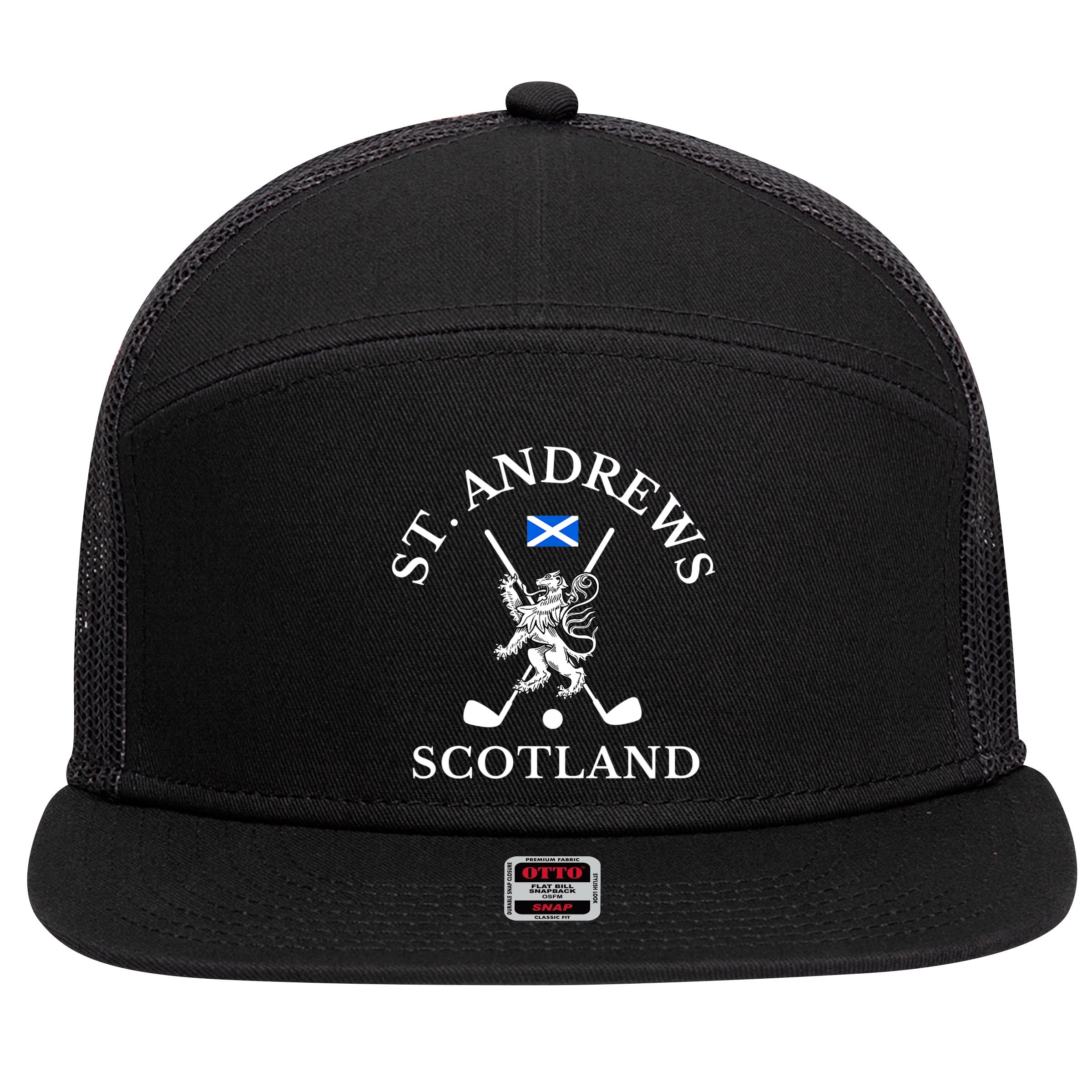 St. Andrews Scotland 7 Panel Mesh Trucker Snapback Hat