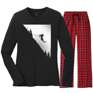 Ski Apparel Skiing Skier Ski Women's Long Sleeve Flannel Pajama Set 