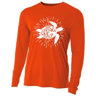 Skip A Straw Save A Turtle Ecofriendly Cool Gift Cooling Performance Long Sleeve Crew