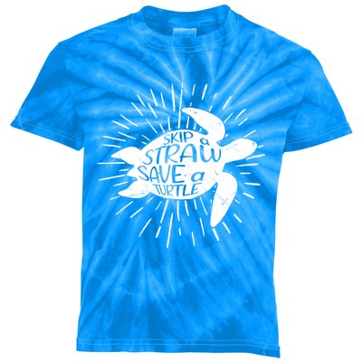 Skip A Straw Save A Turtle Ecofriendly Cool Gift Kids Tie-Dye T-Shirt