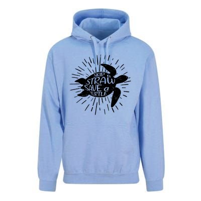 Skip A Straw Save A Turtle Ecofriendly Cool Gift Unisex Surf Hoodie