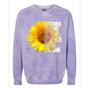 September Are Sunshine Mixed Hurricane Sunflower Funny Gift Colorblast Crewneck Sweatshirt