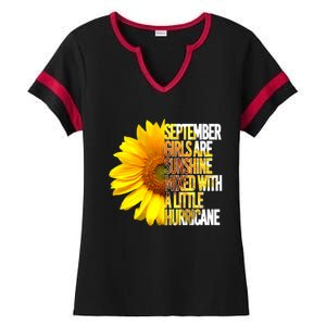 September Are Sunshine Mixed Hurricane Sunflower Funny Gift Ladies Halftime Notch Neck Tee