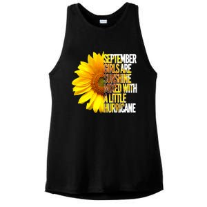 September Are Sunshine Mixed Hurricane Sunflower Funny Gift Ladies PosiCharge Tri-Blend Wicking Tank