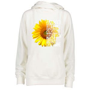 September Are Sunshine Mixed Hurricane Sunflower Funny Gift Womens Funnel Neck Pullover Hood