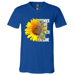 September Are Sunshine Mixed Hurricane Sunflower Funny Gift V-Neck T-Shirt